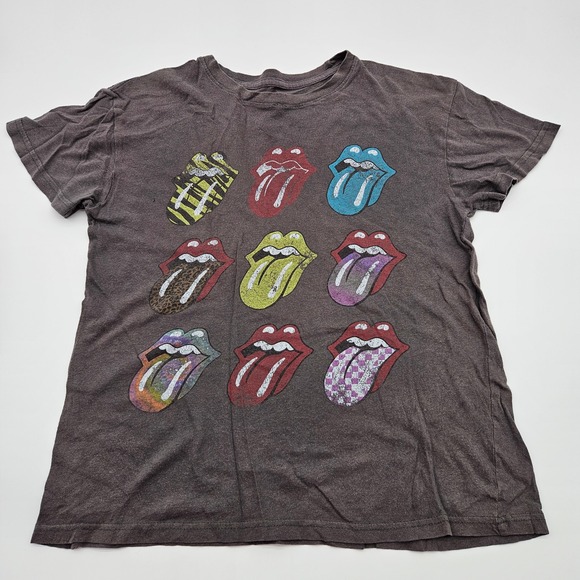 the Rolling Stones Tops - The‎ Rolling Stones T Shirt Gray Graphic Lips Logo Cotton Size XS